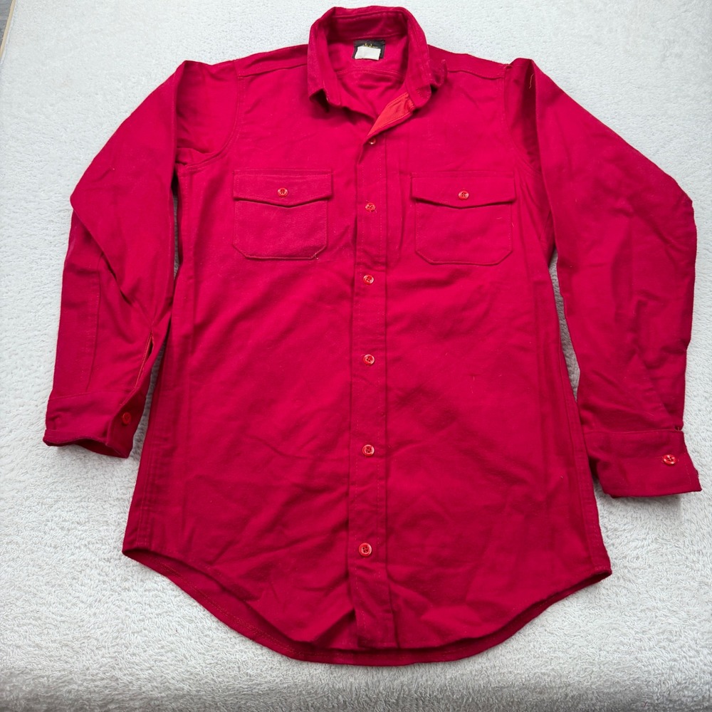 DEERSKIN Mens Red Tall Medium MT Long Sleeve Button Up Work Shirt Chamios USA